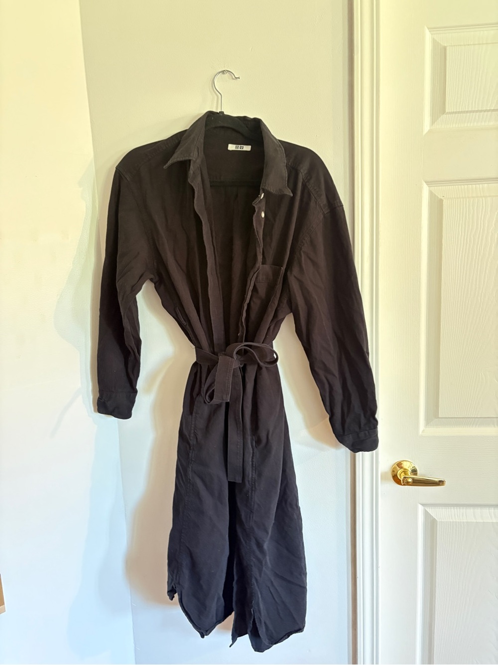 Uniqlo Black Long Belted Trench Coat